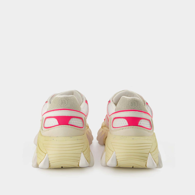 Sneakers B-East - Balmain - Cuir - Blanc/Rose Fluo