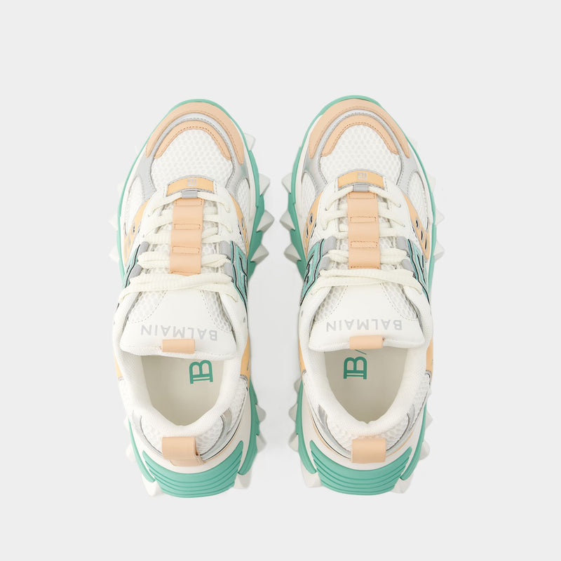 Sneakers B-East PB - Balmain - Cuir - Blanc/Vert