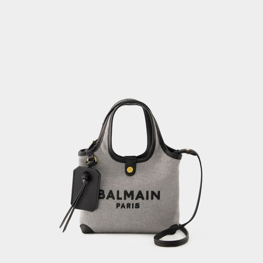 Cabas B-Army Mini Grocery - Balmain - Toile - Noir
