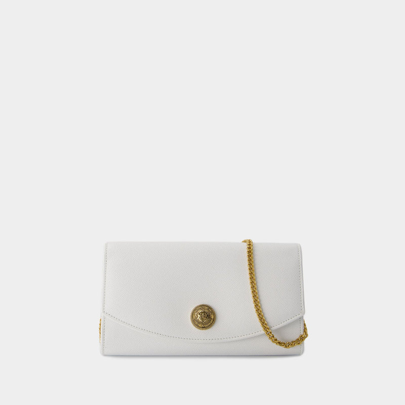 Wallet On Chain Emblème - Balmain - Cuir - Blanc