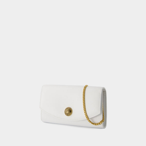 Wallet On Chain Emblème - Balmain - Cuir - Blanc