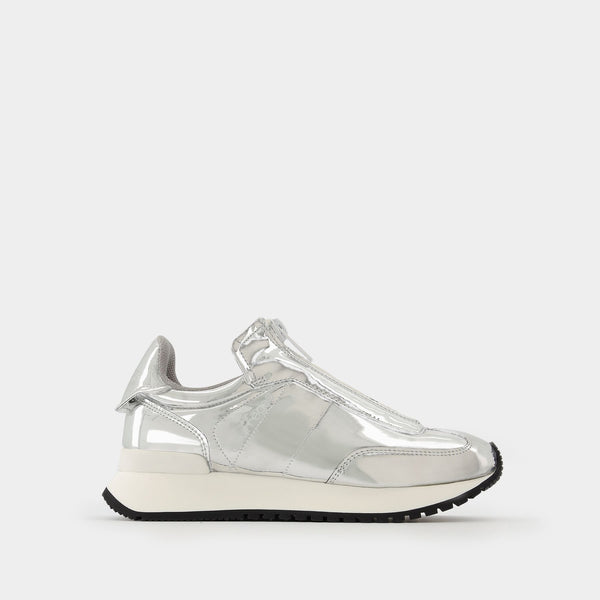 Sneakers Mirror Zip en PVC Argenté