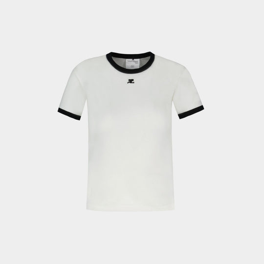 T-Shirt Contrast Réedition - Courreges - Coton - Heritage White