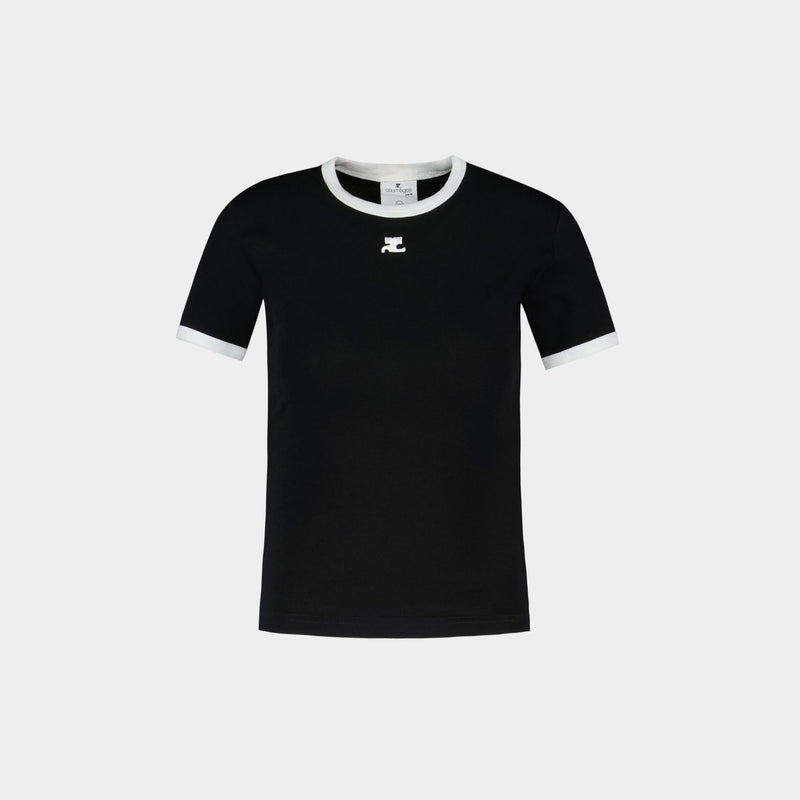T-Shirt Contrast Réedition - Courreges - Coton - Noir/Blanc