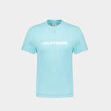 T-Shirt Classique Shell - Courrèges - Coton - Bleu/Blanc
