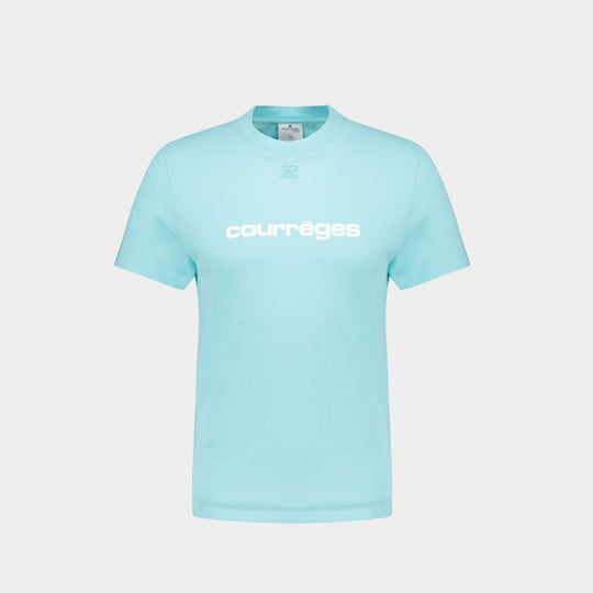 T-Shirt Classique Shell - Courrèges - Coton - Bleu/Blanc