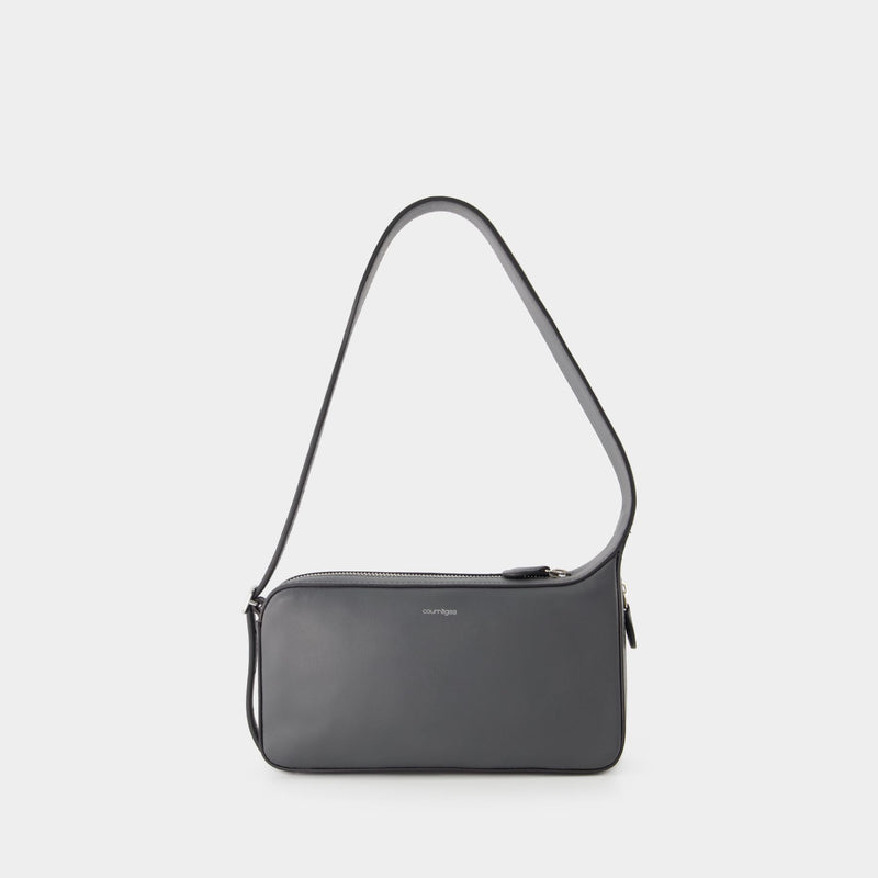 Sac Hobo One Racer - Courreges - Cuir - Gris Acier