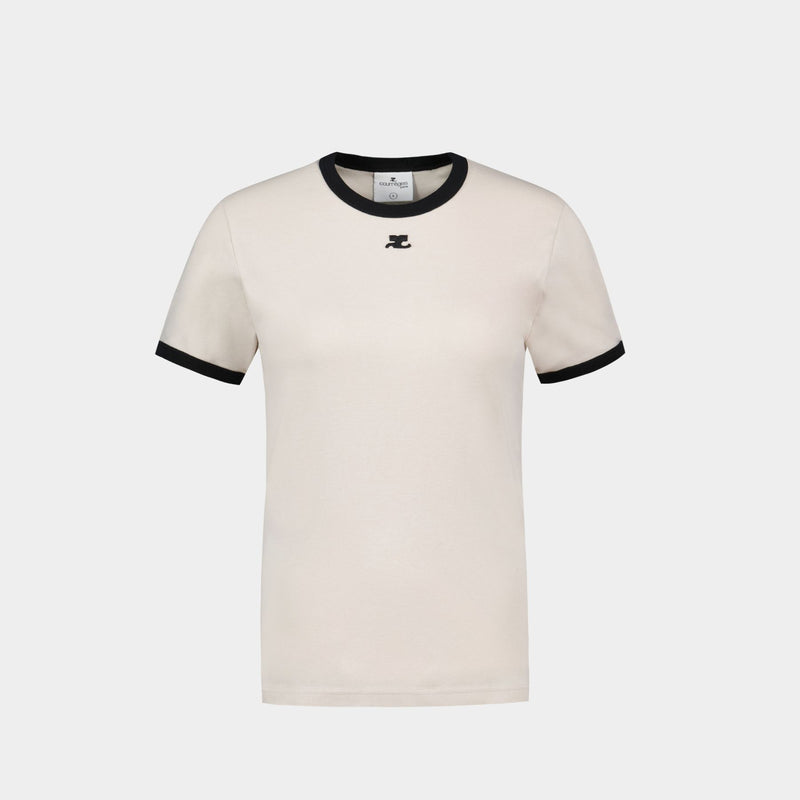 T-Shirt Bumpy Contraste - Courreges - Coton - Noir
