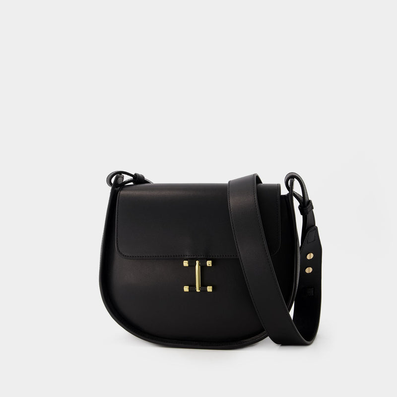 Sac Porté Épaule Senda - Ines de la Fressange - Cuir - Noir