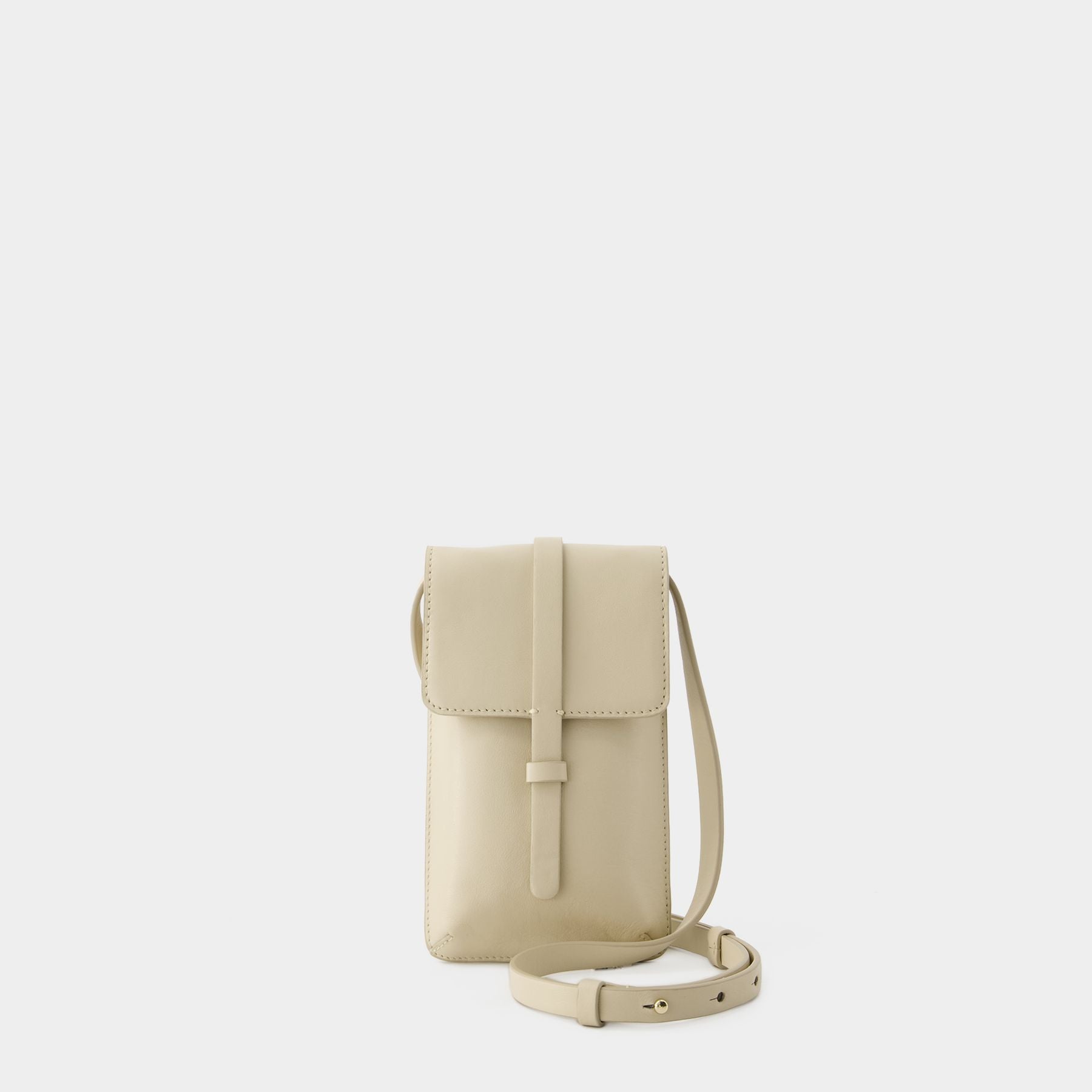 Sac à Main Ines De La Fressange - Bleu Marine, Cuir Et Canevas - Occasion Très Bon état