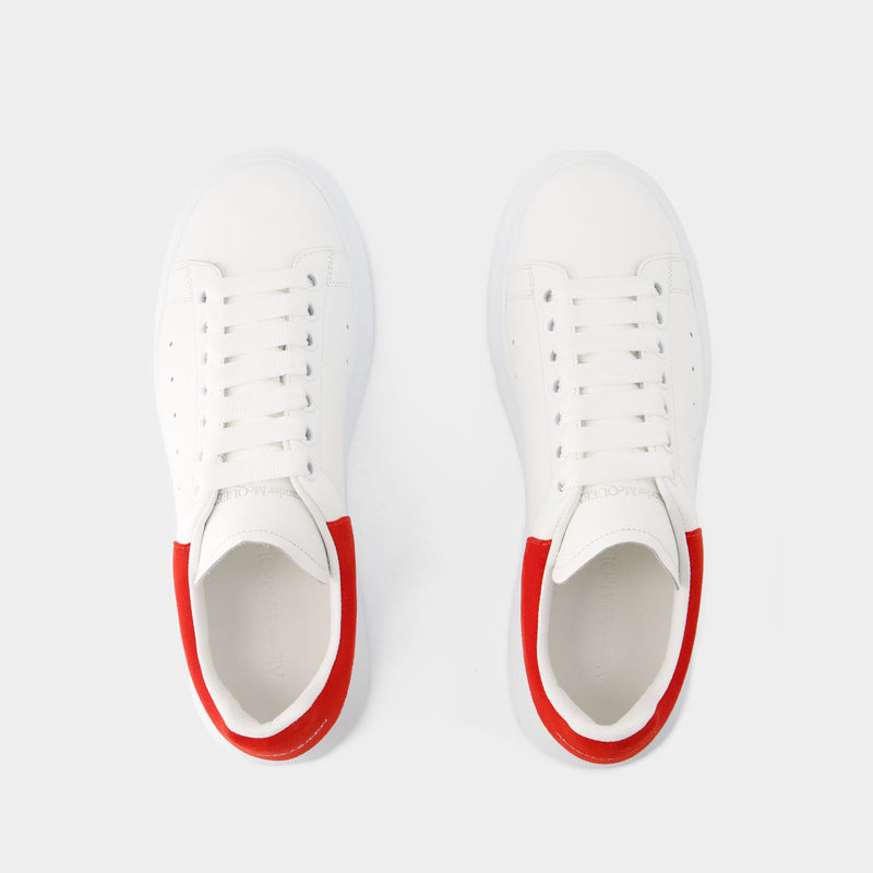Sneaker Oversized - Alexander Mcqueen - Cuir - Blanc/Rouge