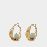 Boucles d'Oreilles Sonia Twisted Hoops Blanches en Or