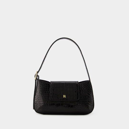 Sac Porté Épaule Baguette - Rouje - Cuir - Croco Noir