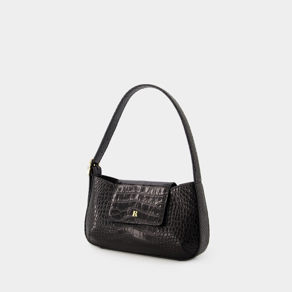 Sac Porté Épaule Baguette - Rouje - Cuir - Croco Noir