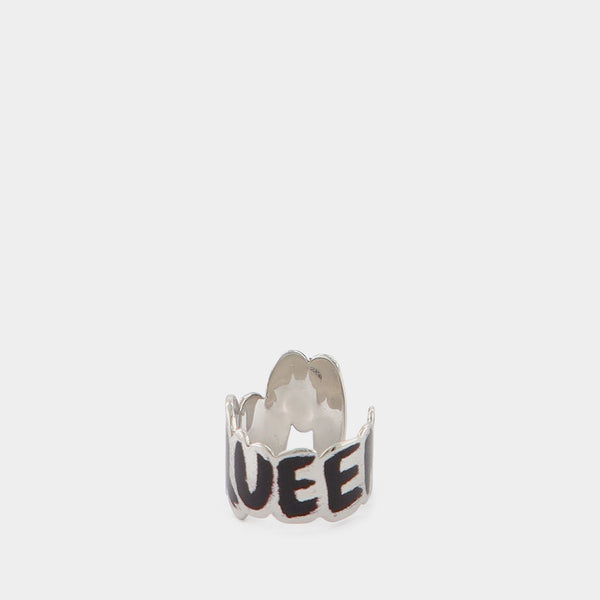 Bague Graffiti en Laiton Noir / Transparent