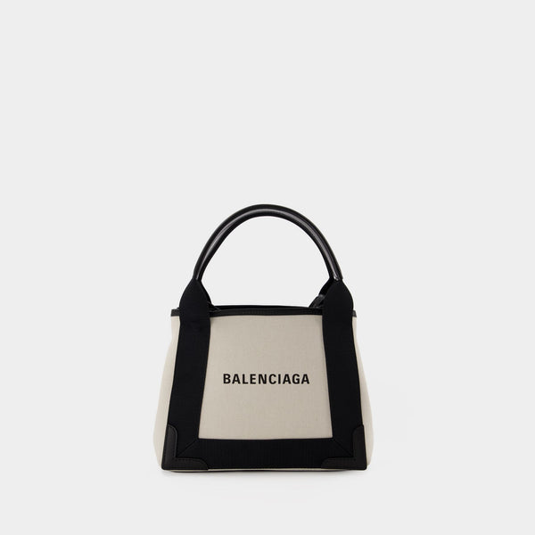 Sac À Bandoulière Navy Cabas Xs Aj - Balenciaga - Toile - Beige/Noir