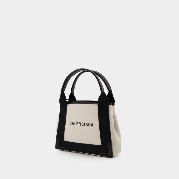 Sac À Bandoulière Navy Cabas Xs Aj - Balenciaga - Toile - Beige/Noir