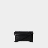 Wallet on chain Hourglass - Balenciaga - Cuir - Noir