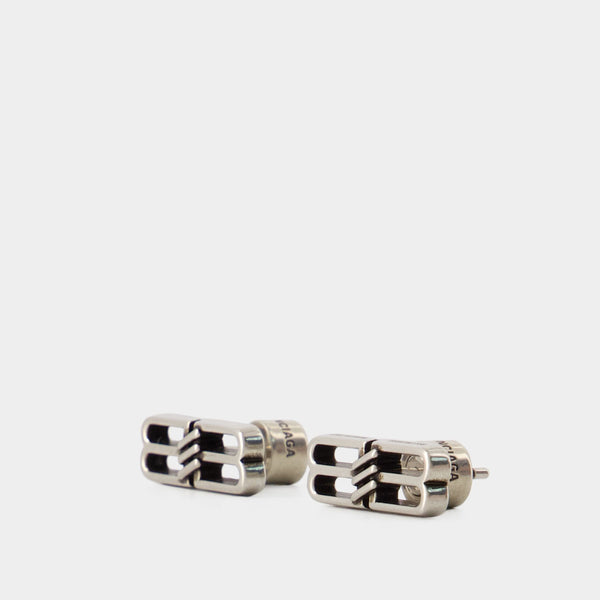 Boucles D'Oreilles BB Icon  - Balenciaga - Laiton - Antique Silver