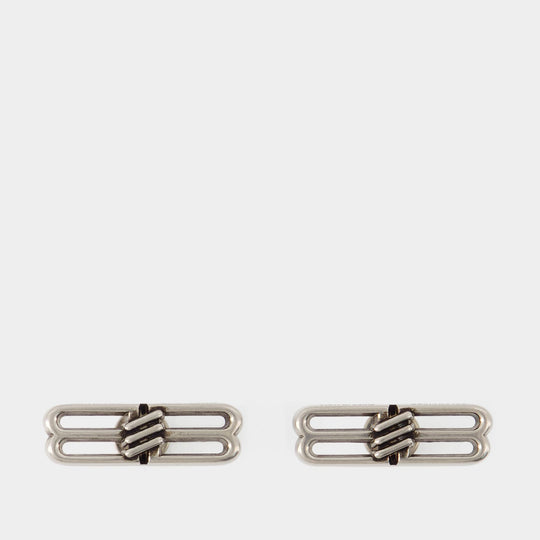Boucles D'Oreilles BB Icon  - Balenciaga - Laiton - Antique Silver
