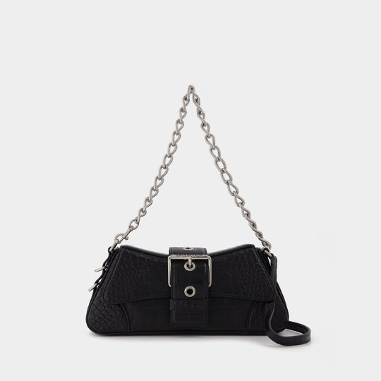 Sac Lindsay en Cuir Embossé Crocodile Noir