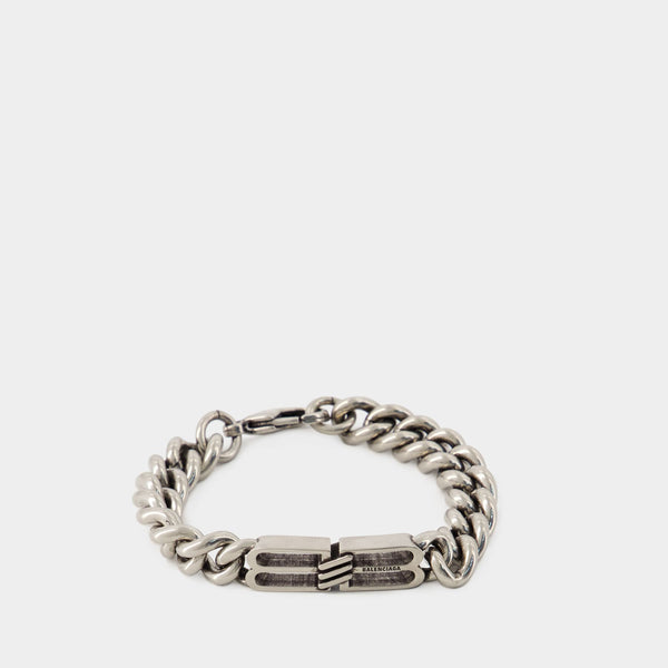 Bracelet BB Icon Gourmet - Balenciaga - Laiton - Antique Silver