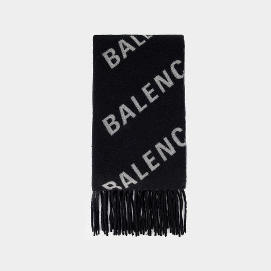 Écharpe en Laine Noire / Blanche