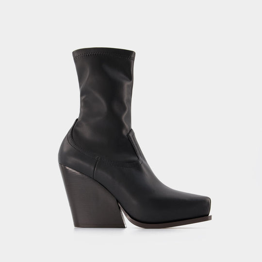 Bottines Western en Cuir Synthétique Noir