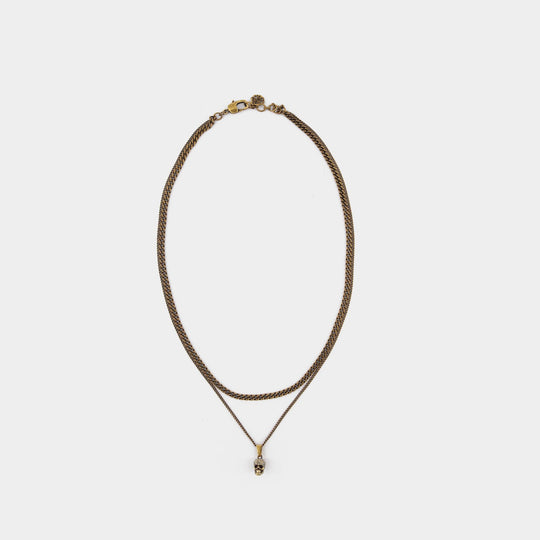Collier Pave Double Chaine en Laiton