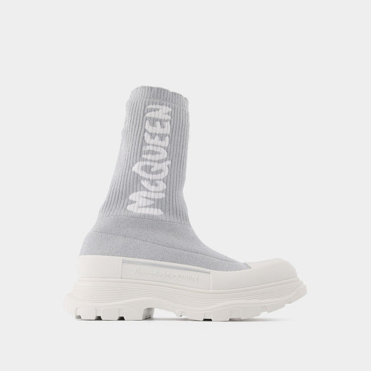 Baskets Tread Slick en Toile Argent & Blanche