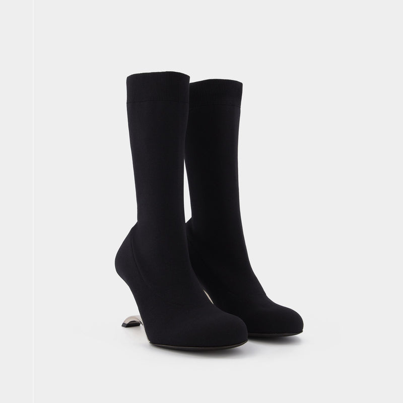 Bottines Knit Boots Runway en Toile Noire