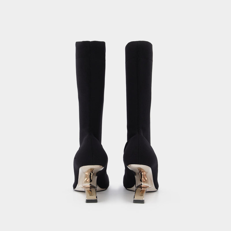 Bottines Knit Boots Runway en Toile Noire