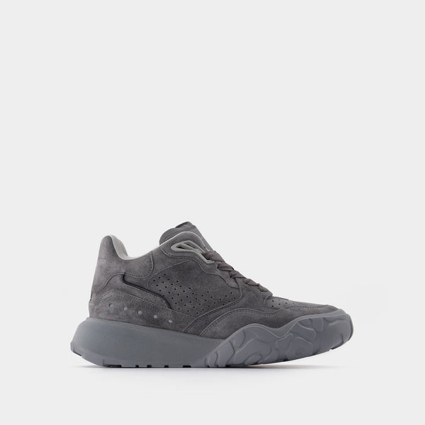Baskets Montantes en Cuir Gris