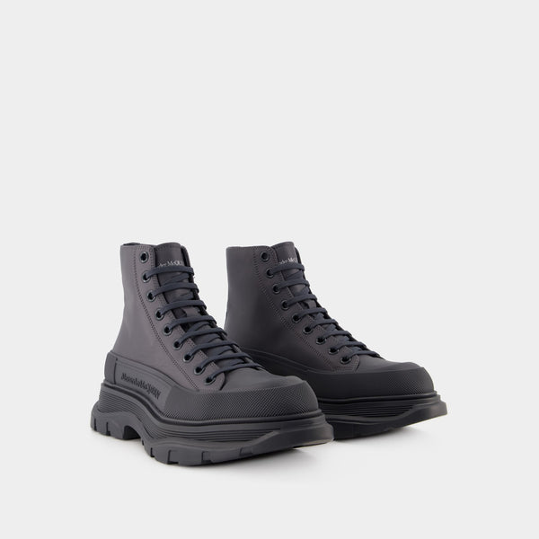 Bottines Tread Slick High - Alexander Mcqueen - Cuir - Anthracite