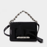 Sac Four Ring Mini Chain en Cuir Vernis Noir