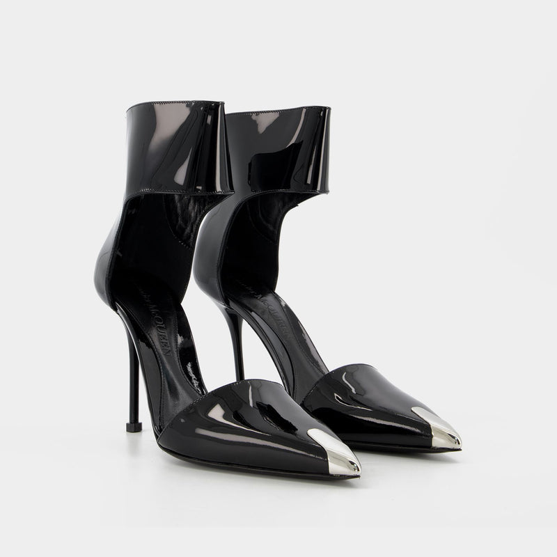Sandals en Cuir Noir/Argent