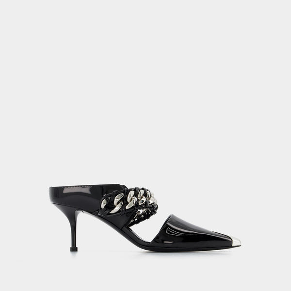 Sandales en Cuir Noir/Argent