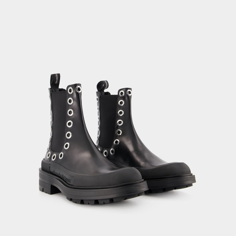 Bottines Tread - Alexander Mcqueen - Cuir - Noir/Argenté