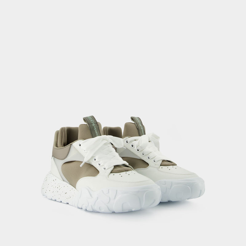 Sneakers Court - Alexander Mcqueen - Cuir - Khaki/Blanc