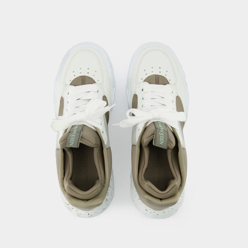 Sneakers Court - Alexander Mcqueen - Cuir - Khaki/Blanc
