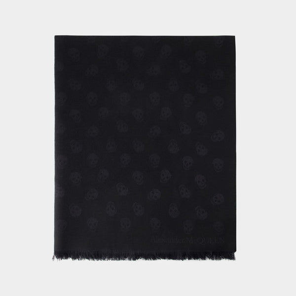 Echarpe All Over Skull - Alexander Mcqueen - Laine - Noir