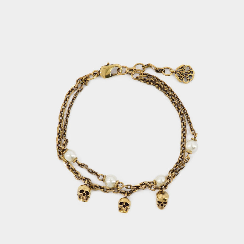 Bracelet Pearl N Skull - Alexander Mcqueen - Métal - Or Antique/Perle