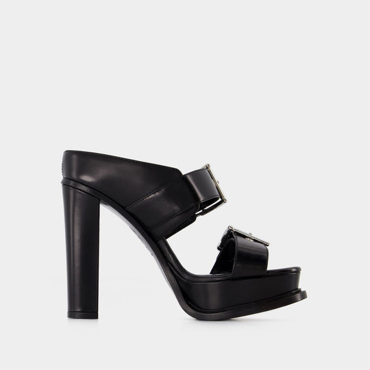 Sandales Leath S.Leath - ALexander Mcqueen - Cuir - Noir/Argenté