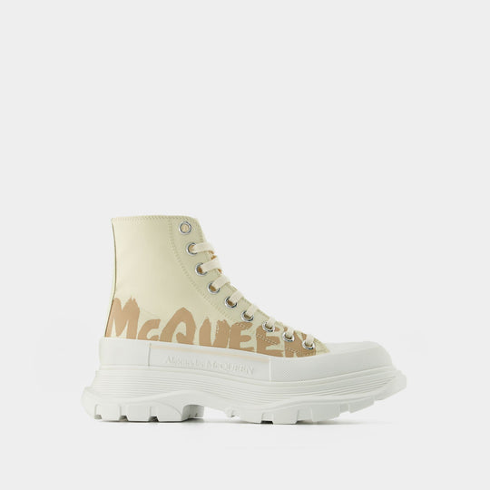 Bottines Tread Slick - Alexander Mcqueen - Cuir - Blanc/Jaune