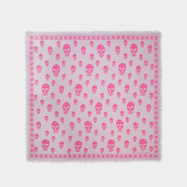 Écharpe Ca Skull 104X120 - Alexander Mcqueen - Laine - Rose
