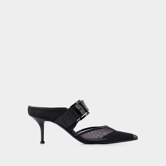 Mules À Boucle Punk - Alexander Mcqueen - Cuir - Noir