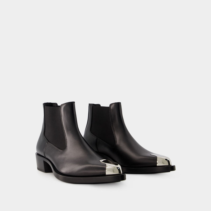 Black Bottine Mcqueen MCQUEEN: Tread Slick Leather Boots With