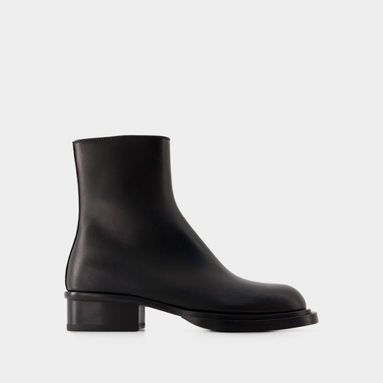 Bottines Cuban Stack - Alexander Mcqueen - Cuir - Noir