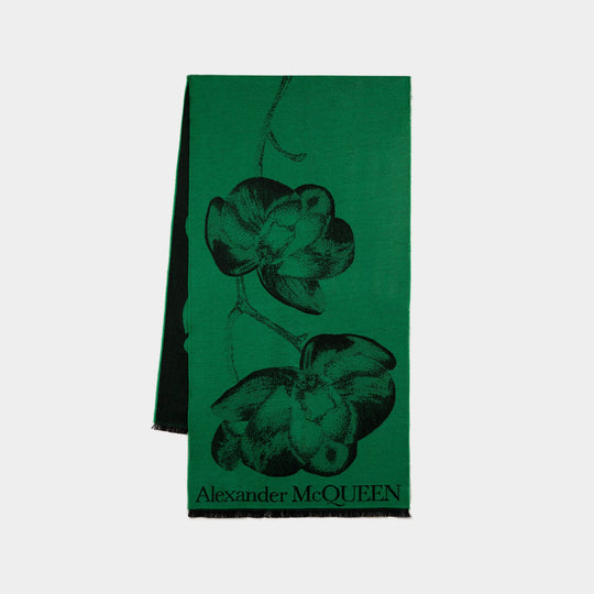 Echarpe Orchid Skull - Alexander McQueen - Laine - Vert