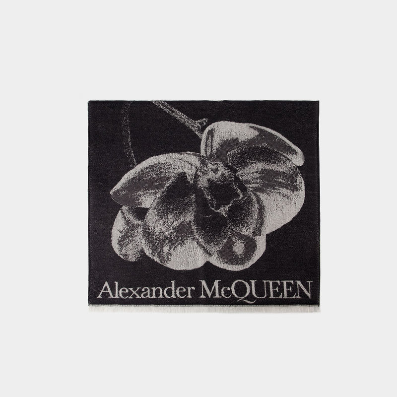 Echarpe Orchid Skull - Alexander McQueen - Laine - Noir